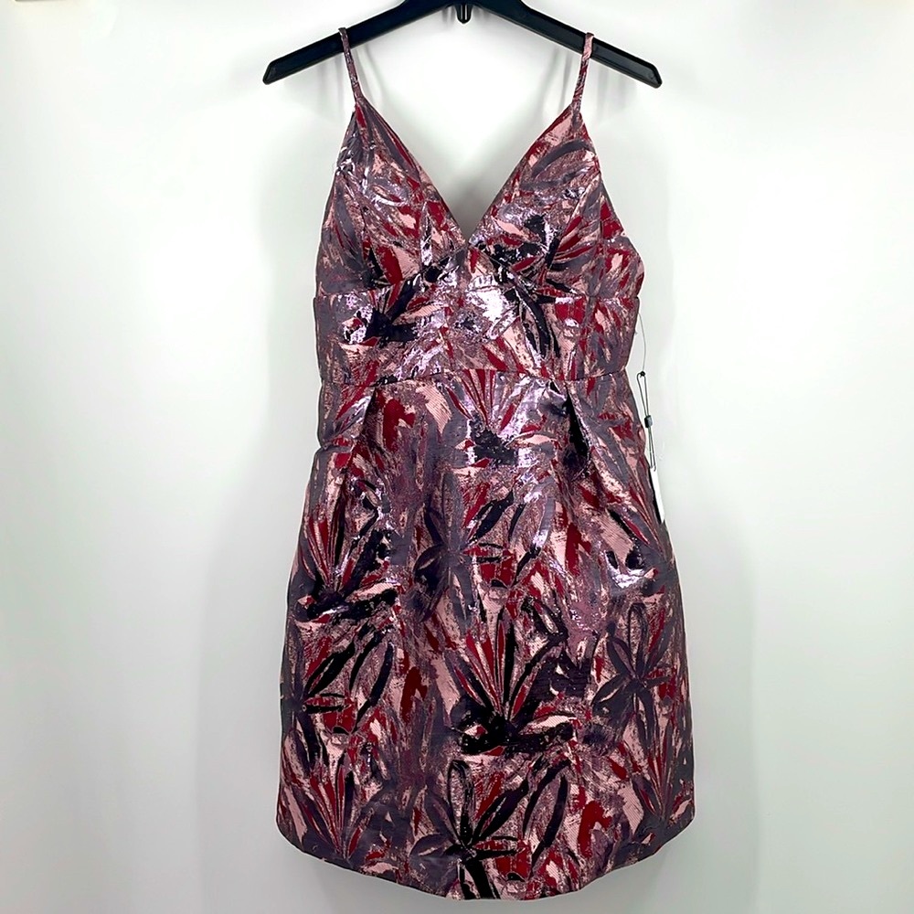 Laundry by Shelli Segal Metallic Abstract Jacquard Cocktail Dress Size 12 NWT